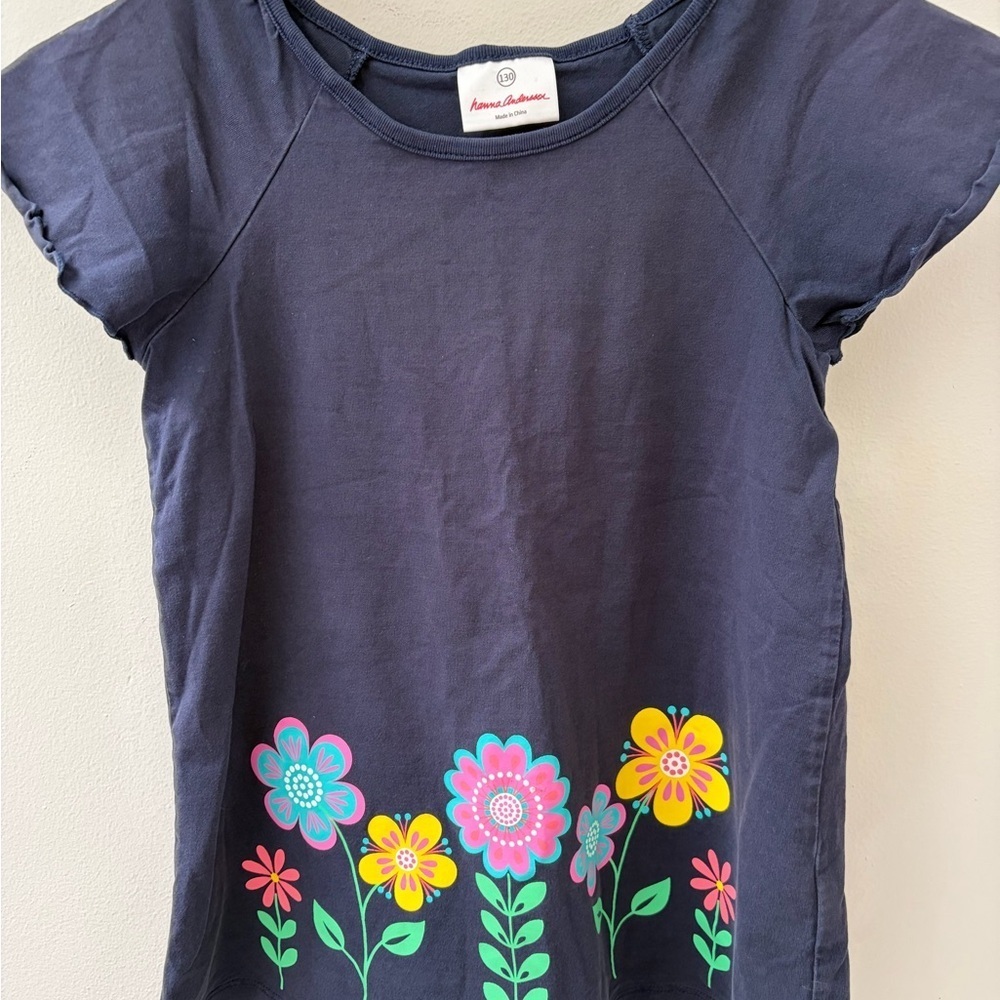 Hanna Andersson girls Floral Tee - Dark navy blue 130 (8)